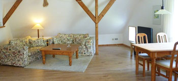 Wohnbereich mit Sofa-Ecke und Esstisch